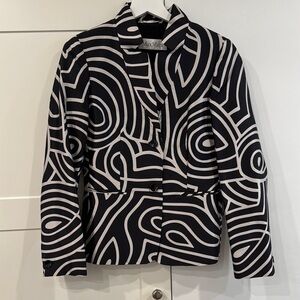 MaxMara Black and White silk Blazer with Abstract Pattern size 42
